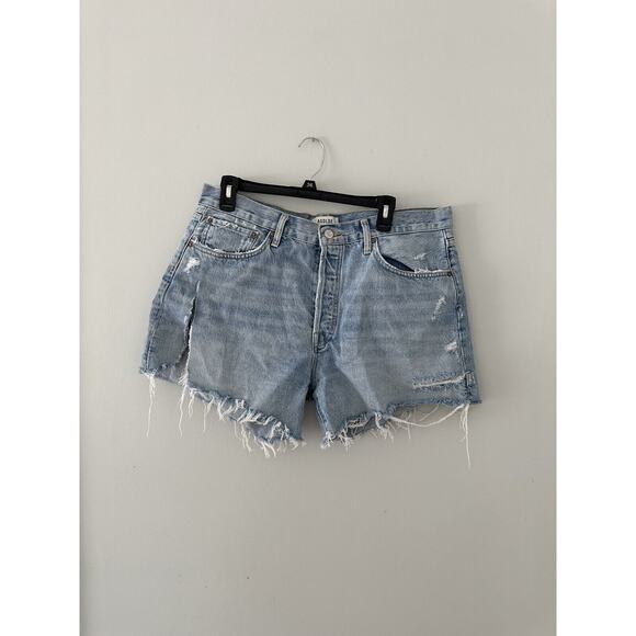 Agolde Pants - AGOLDE 32 Cotton Relaxed Frayed Hem High Rise Cutoff Shorts